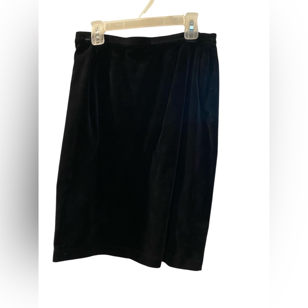 Thierry Mugler retro black velvet fully lined no slit pencil skirt,  42